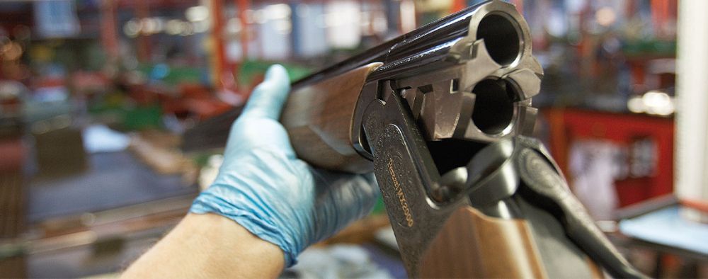 Gun fitting at the Perazzi factory in Brescia, Italy